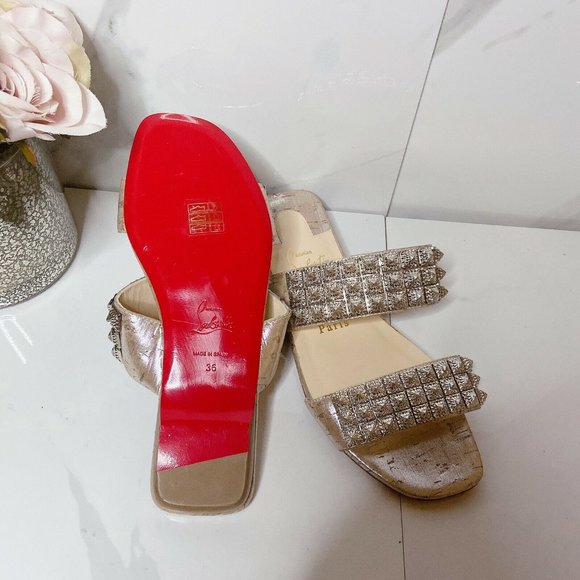 Christian Louboutin Myriadiam Studded Sandals Flat - Picture 9 of 9